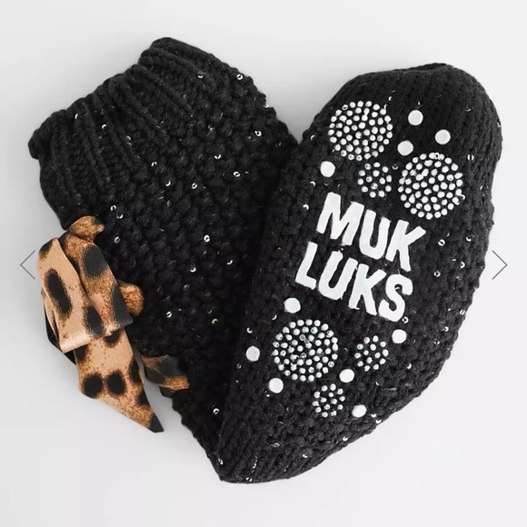 COPY - The Original MUK LUKS Women Cabin Sock W/Leopard Bows & Sequins Size S/M… - Picture 2 of 8